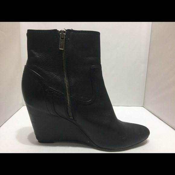 Frye "Regina" Wedge Ankle Boots Black Leather 7M - Picture 6 of 12